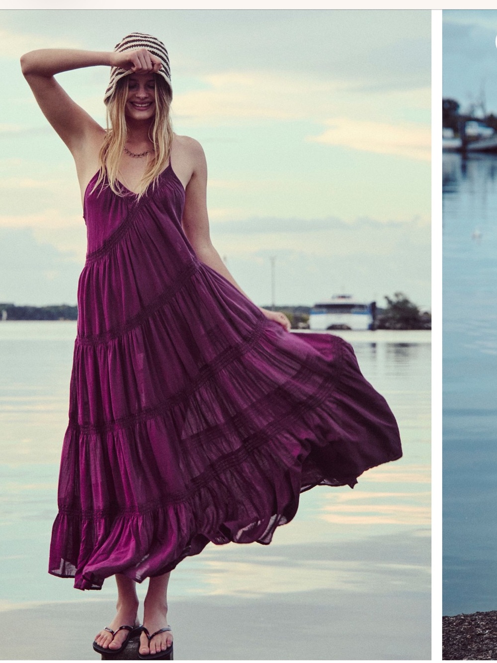 Free People Horizon Coast Tiered Sheer Beach Coverup Maxi Dress L